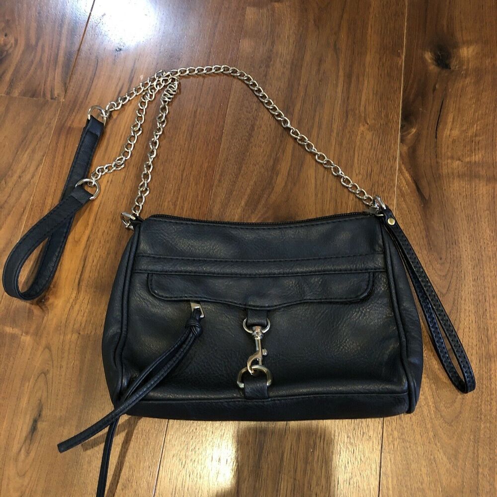 Yoki Vegan Leather Black Chrome Detail Crossbody Bag Purse